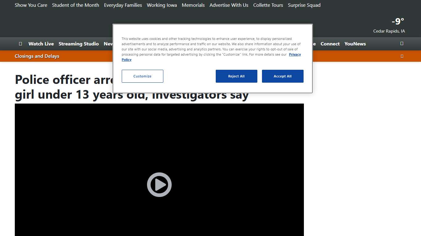 Police officer arrested on rape charge involving girl under 13 years old, investigators say